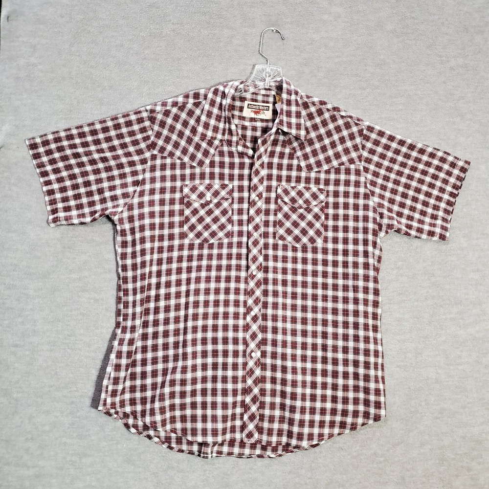 VINTAGE Youngbloods Men Button Up Shirt XL Plaid Tartan Western Pearl Snap READ